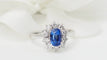 Bague 57 Bague marguerite en platine, tanzanite et diamants 58 Facettes 32520