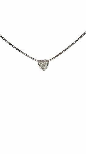 Collier Ras de cou or blanc diamant cœur 0,74 carat 58 Facettes