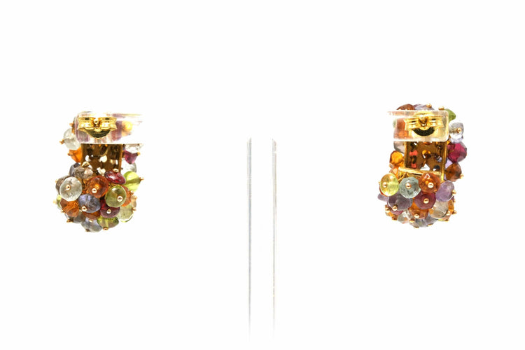 Boucles d'oreilles Boucles d'oreilles contemporaines or jaune et pierres multiples 58 Facettes 22750