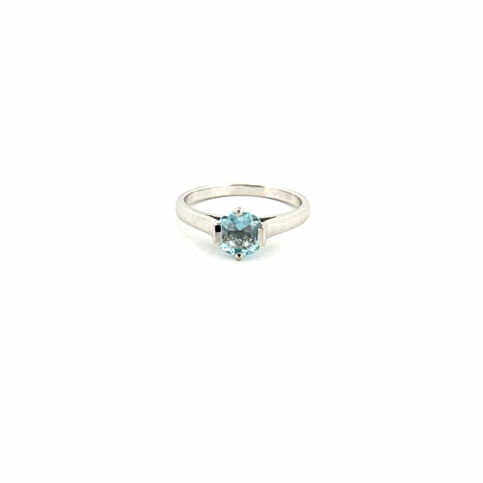 Bague 52 Solitaire Or Blanc Aigue Marine 58 Facettes 94-GS35473-4