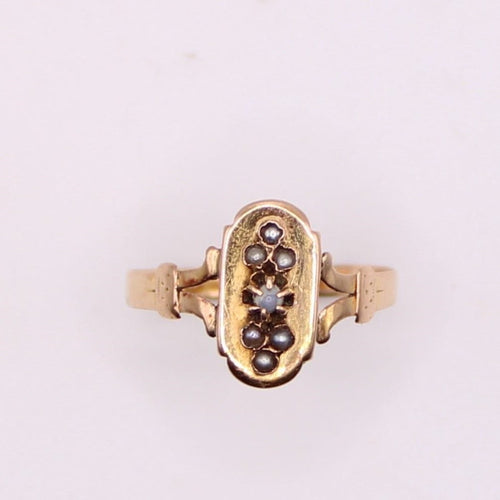 Bague Bague or rose époque Napoléon III Perles fines 58 Facettes