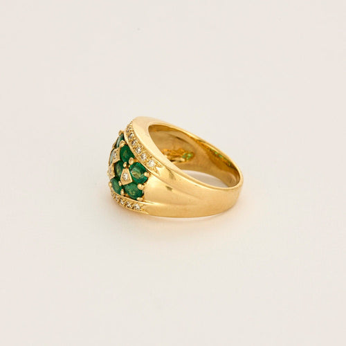 Bague 52 Bague bandeau or jaune, émeraudes et diamants 58 Facettes CRE0041