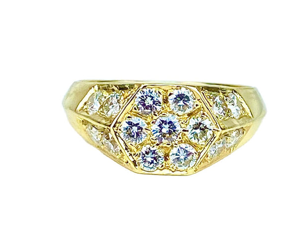 Bague 47 Chevalière or jaune 15 diamants 58 Facettes AB634