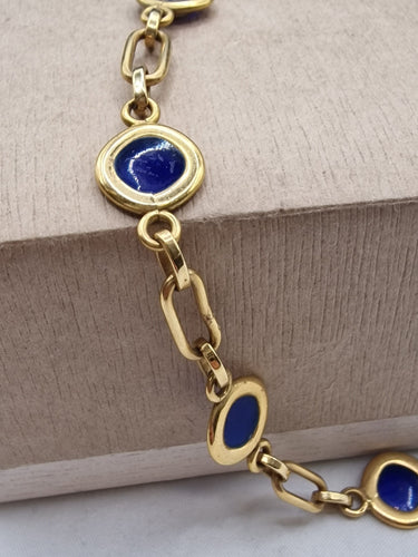Collier Collier vintage en or jaune 18kt et émaux bleus 58 Facettes