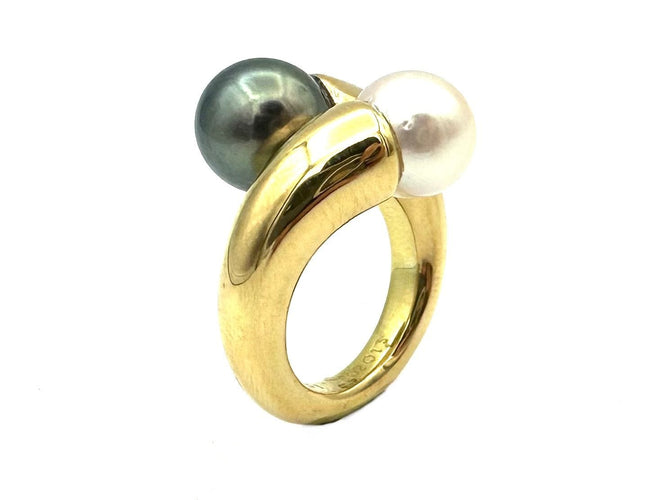 Bague 51 CARTIER. Bague "Toi et Moi" en or jaune 18K et perles 58 Facettes