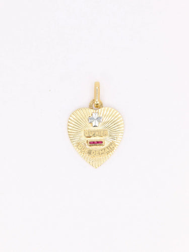 Pendentif AUGIS - Médaille amour coeur strié or jaune rubis 58 Facettes J624