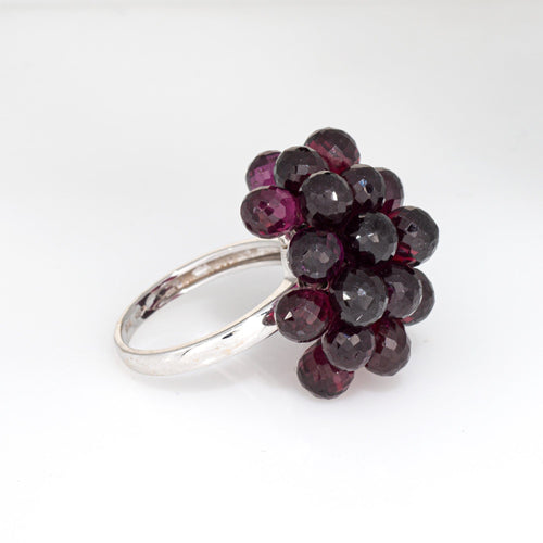 Bague 52 Bague cocktail vintage en or blanc 18 carats avec grenat briolette 58 Facettes G13871