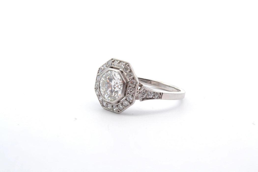 Estilo de anillo Art Deco octagonal platino diamantes