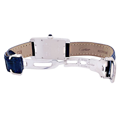 Montre Montre Cartier "Tank américaine", or blanc, bracelet cuir. 58 Facettes 33369