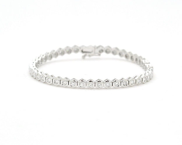 Bracelet Bracciale tennis in oro bianco Ct 2,30 58 Facettes