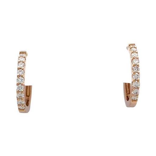 Boucles d'oreilles Paire de petites créoles en or rose, diamants. 58 Facettes 33204