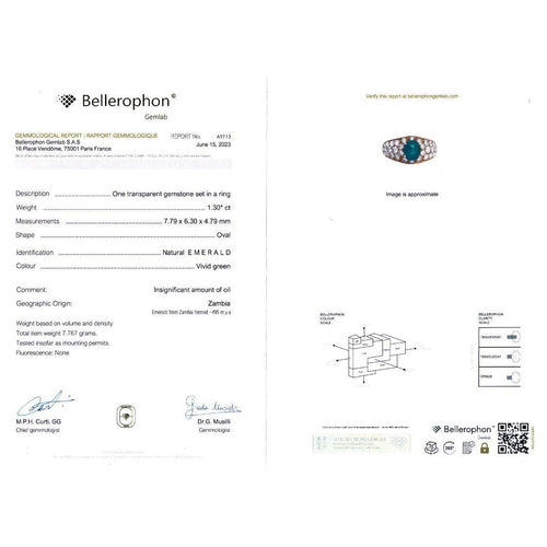 Bague 52 Bague or jaune, émeraude et pavage diamants. 58 Facettes 32742