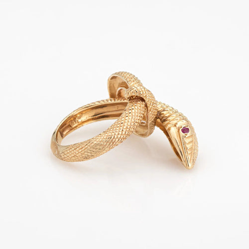 Bague 54 Bague Serpent Vintage Or Jaune Grand Serpent Enroulé 58 Facettes G13428