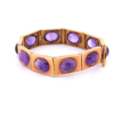 Bracelet Bracelet vintage en or jaune avec améthystes 58 Facettes