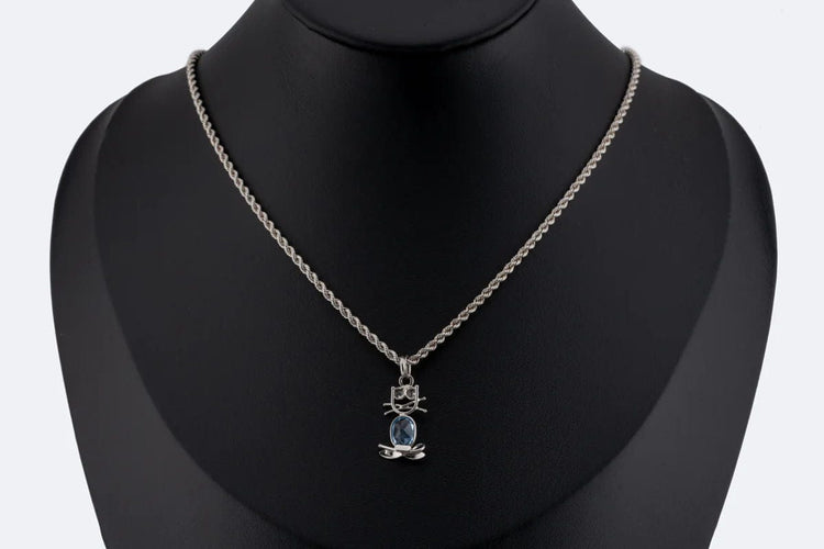 Collier Oro Bianco Collier en or blanc avec pendentif aigue-marine 58 Facettes col340