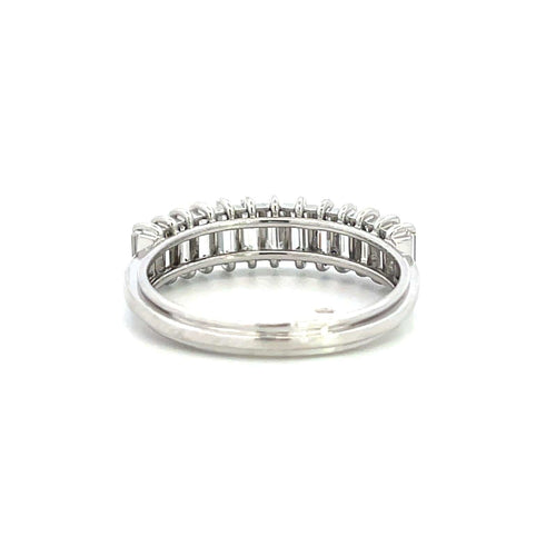 Bague 56 Bague demi-alliance en platine sertie de diamants baguette 58 Facettes