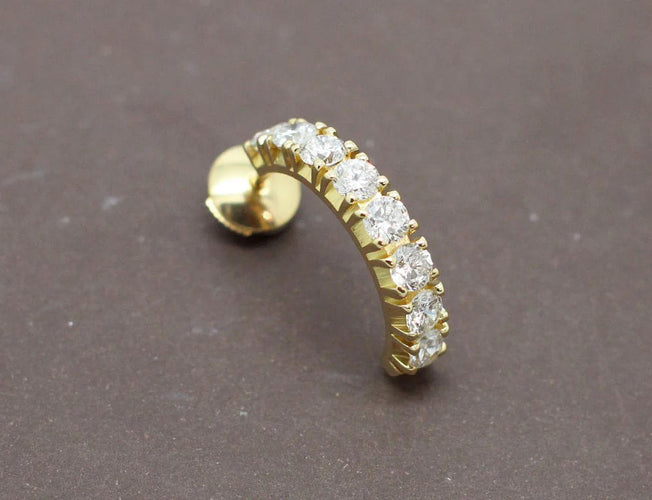 Boucles d'oreilles Demi-Créoles Or Jaune Pavées Diamants 58 Facettes A7037