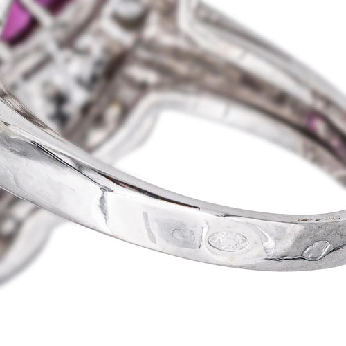 Marquise Yüzük Beyaz Altın Yakut, Elmas 