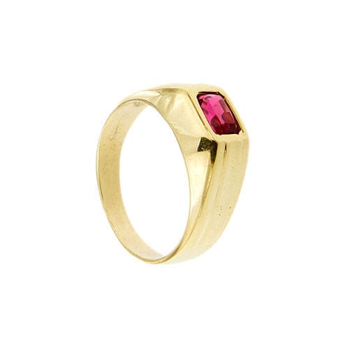 Bague Bague pour homme en or jaune avec pierre rouge 58 Facettes 35623