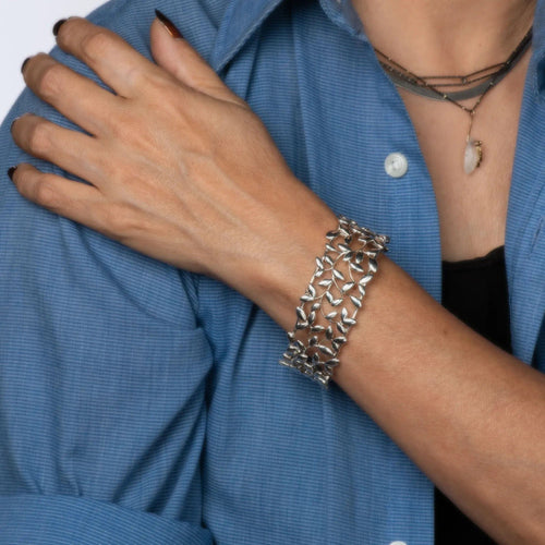 Bracelet Bracelet manchette en feuille d&#39;olivier Paloma Picasso en argent sterling XL de Estate Tiffany &amp; Co 58 Facettes G13542