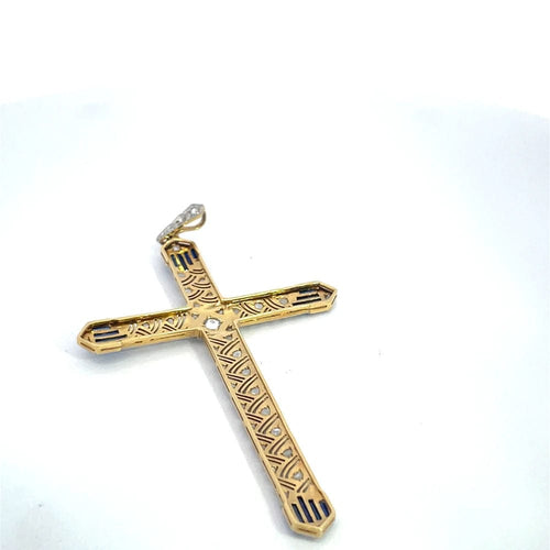 Pendentif Gold and Platinum Cross Pendant 58 Facettes UN0066
