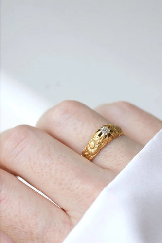 Bague 59 Bague ancienne jonc fleur diamant 58 Facettes
