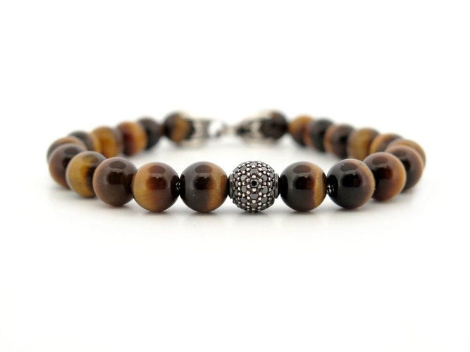 Bracelet bracelet DAVID YURMAN spiritual beads oeil de tigre & diamants 58 Facettes 260547