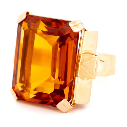 Bague 58 Bague Rétro en Or jaune, Citrine 58 Facettes 2F4EA441C5C14EB884C8D70C86286696