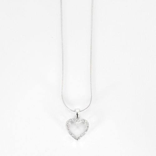 Pendentif Chaine et pendentif coeur en or gris 58 Facettes