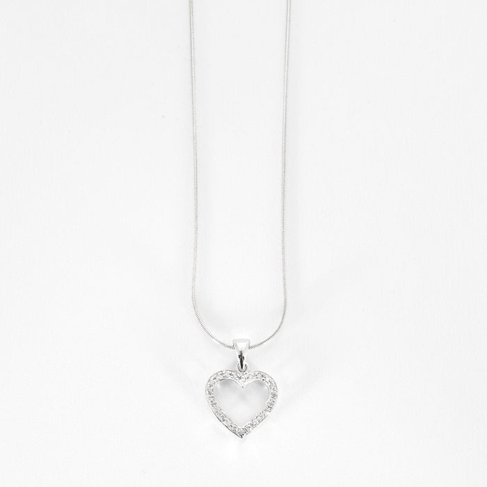 Pendentif Chaine et pendentif coeur en or gris 58 Facettes