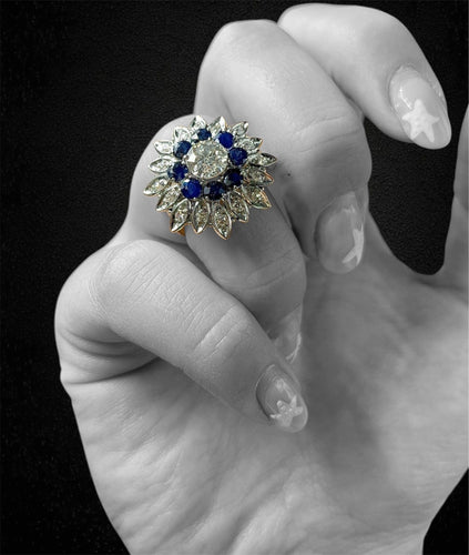 Bague Bague Fleur Étoile avec saphirs et diamants 58 Facettes