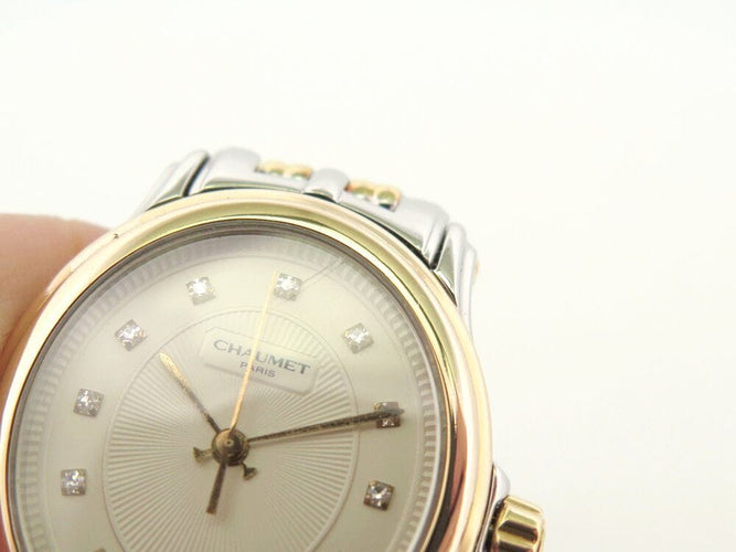 Montre montre CHAUMET paris 1780 quartz 27 mm diamants or & acier palladie 58 Facettes 260928