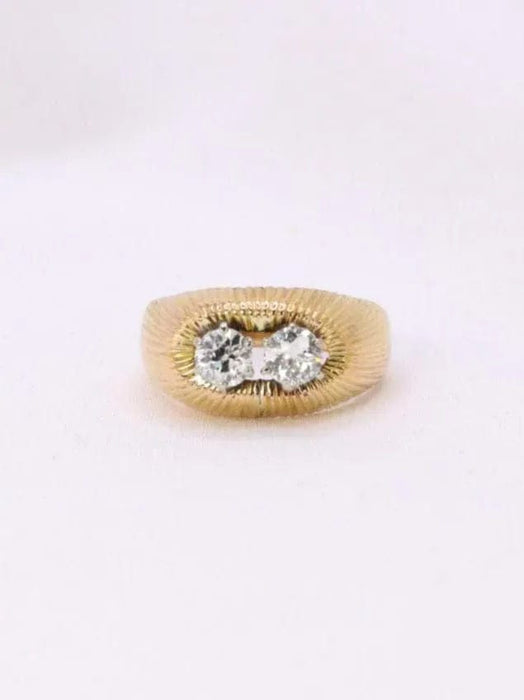 Bague 53 Bague jonc vintage godrons or jaune diamants taille ancienne 0,7 ct 58 Facettes J391