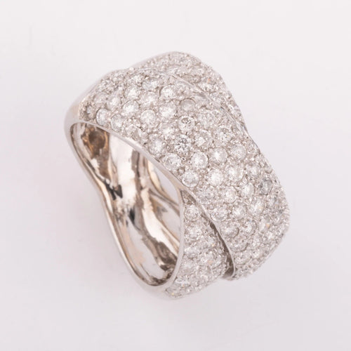 Bague 56 Bague or gris croisée entièrement pavée de diamant 58 Facettes