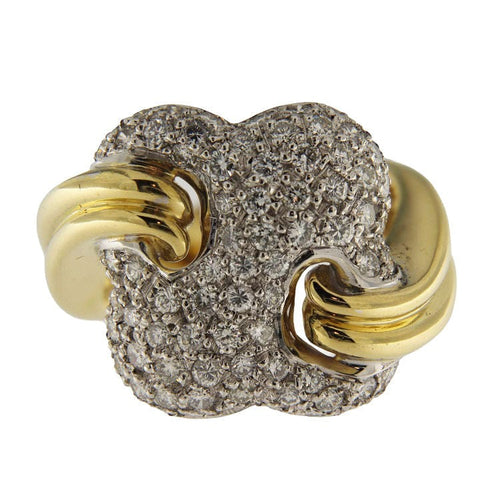 Ring i gult och vitt guld med pavé av diamanter 1,96 ct 