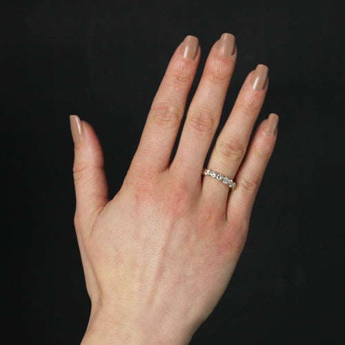 Bague 53 Demi alliance diamants or jaune 58 Facettes 25-010