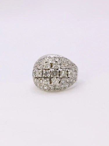 Bague Bague dôme or blanc diamants taille ancienne 58 Facettes J179