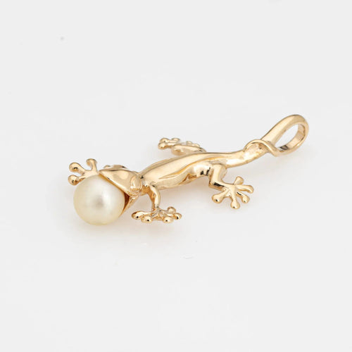 Pendentif Gecko Pendentif or jaune lézard perle de culture charme bijoux de domaine raffiné 58 Facettes G3237