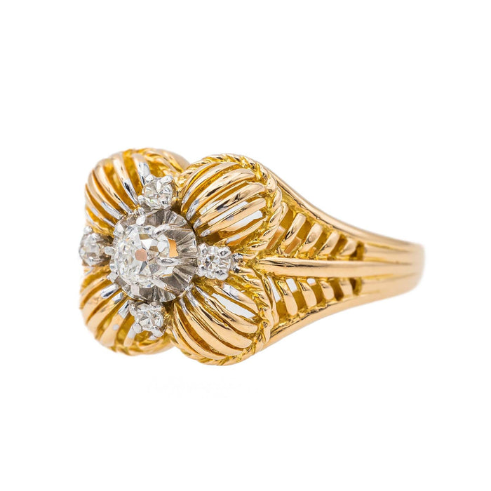 Bague 56 Bague Fleur Or jaune Diamant 58 Facettes 3241053CN