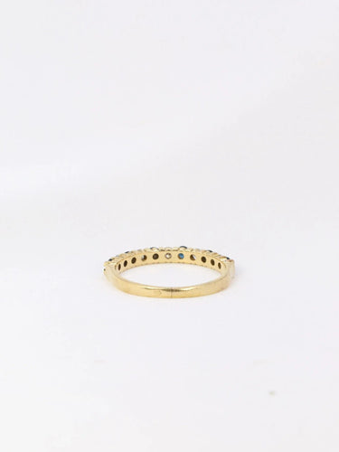 Bague 50 Demi-Alliance américaine en or jaune, diamants et saphirs 58 Facettes J104