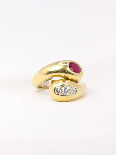 Bague 52 Bague vintage serpent en or, rubis et diamants 58 Facettes J37
