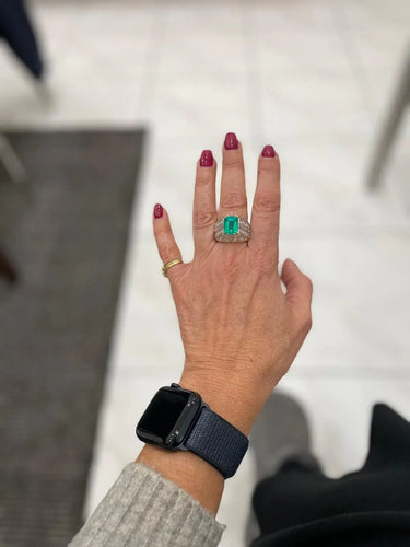 Bague 51 Bague cocktail en or avec diamant émeraude colombienne certifiée rétro 58 Facettes