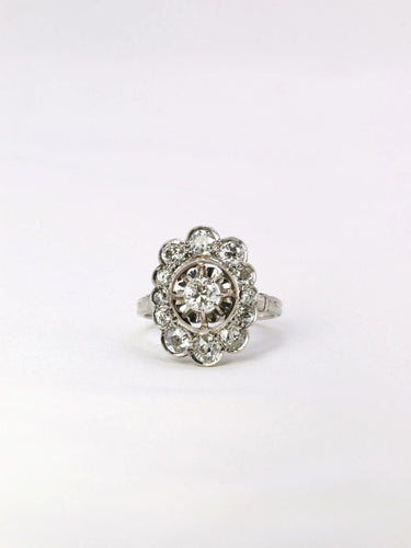 Bague 52.5 Bague marguerite Art Déco diamants 1,3 carats 58 Facettes J397