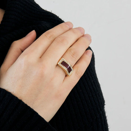 Bague 54 Bague art déco tank or jaune et rubis 58 Facettes BO/230060 RIV