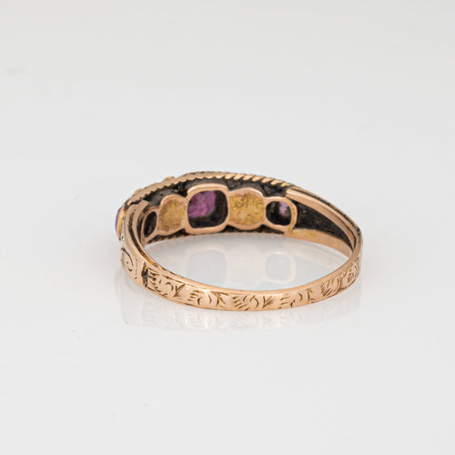 Bague 57 Bague victorienne antique avec perle de grenat, vers 1848, or jaune 15 carats, taille 5,75, bijoux fins 58 Facettes G13621