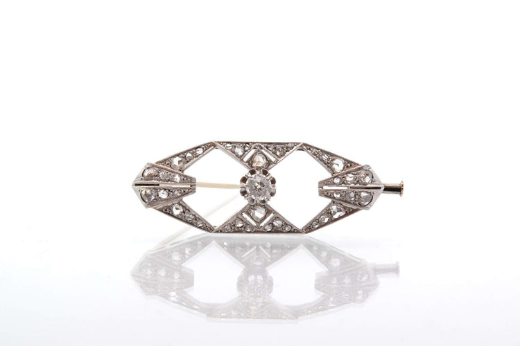 Broche Broche ancienne Art Déco diamants en or et platine 58 Facettes 25692