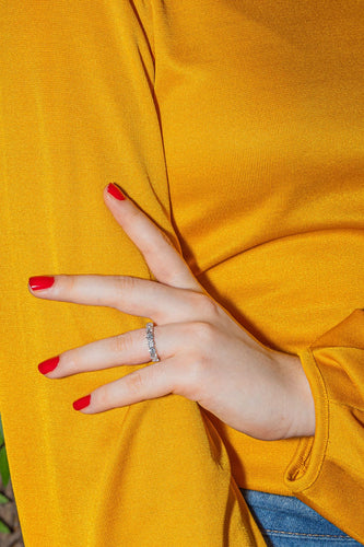 Bague 53 Bague Demi alliance Or blanc Diamant 58 Facettes 3655470CN