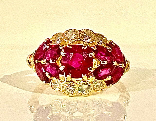 Bague 53 Bague en or jaune en rubis et diamants 58 Facettes AB607