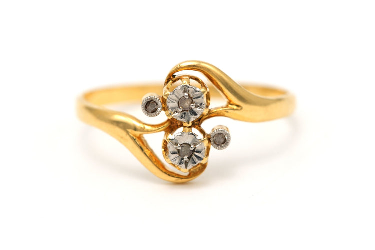 Bague 56 Bague Art Nouveau or jaune diamants 58 Facettes B331