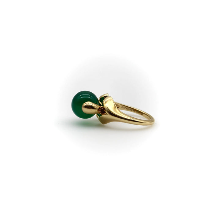 Vintage Marina B Gold Chalcedony Orb Ring